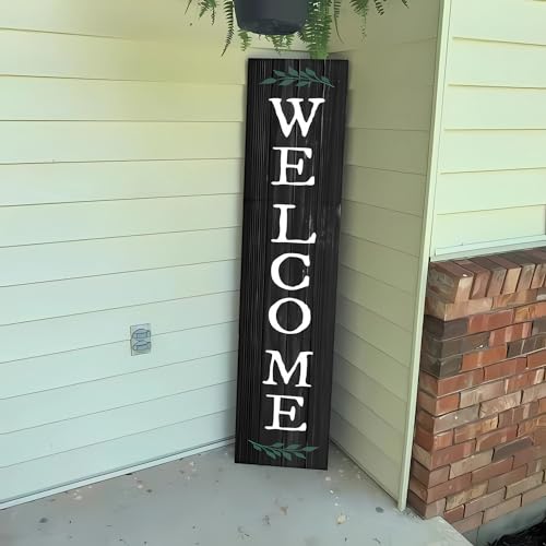 Large Black Wooden Welcome Sign for Farmhouse Decor