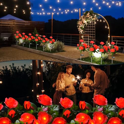 2 Pack Agaphoton Solar Rose Garden Lights