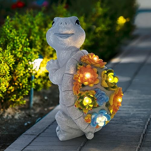 Solar Turtle Garden Statue Decor for Outdoor Spaces