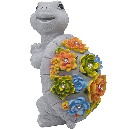 Solar Turtle Garden Statue Decor for Outdoor Spaces