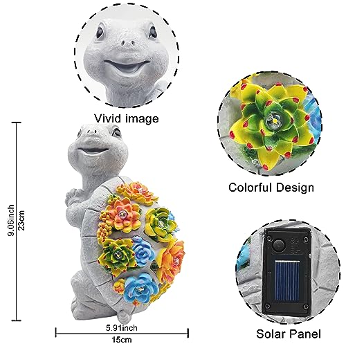 Solar Turtle Garden Statue Decor for Outdoor Spaces