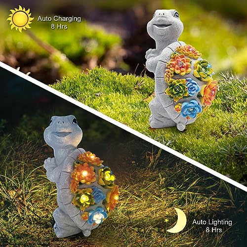 Solar Turtle Garden Statue Decor for Outdoor Spaces