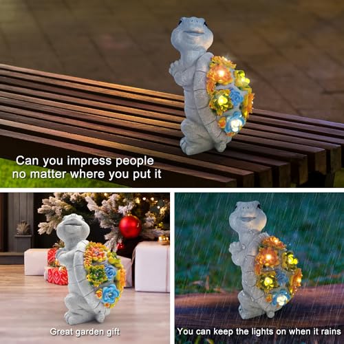Solar Turtle Garden Statue Decor for Outdoor Spaces