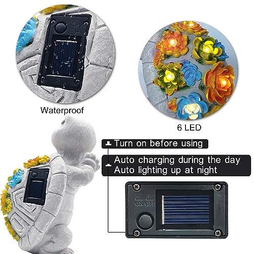 Solar Turtle Garden Statue Decor for Outdoor Spaces