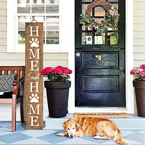 Wooden Porch Sign Welcome Sign for Cat Dog Sign Home Front Door Yard Front Porch Standing Farmhouse Decoration 47.2"x7.8"
