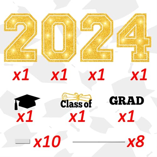 7-Piece Glow Grad Yard Sign Set for 2024 Graduation