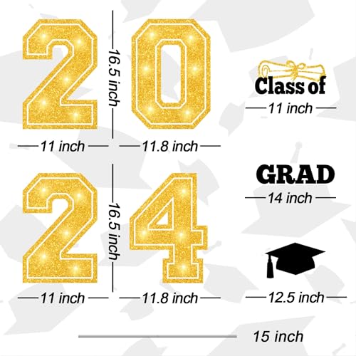 7-Piece Glow Grad Yard Sign Set for 2024 Graduation
