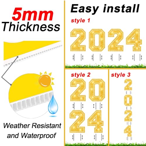 7-Piece Glow Grad Yard Sign Set for 2024 Graduation