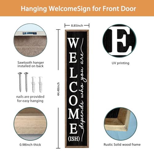 Large Wooden Welcome Sign for Front Porch décor