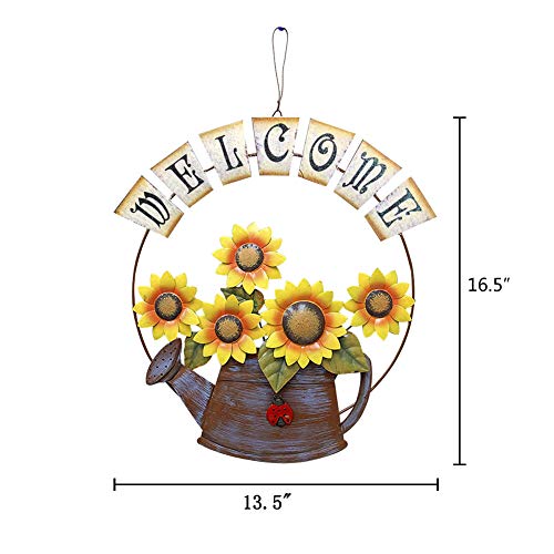 Sunflower Metal Welcome Sign for Wall Front Door & Garden