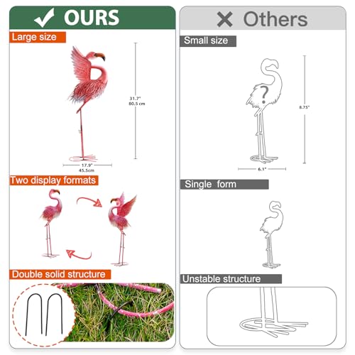 Nacome Flamingo Statues for Garden Yard Decor: Metal Pink Flamingo Sculptures & Statues Clearance Lawn Ornaments Art for Home/Patio/Balcony/Front – Unique Gifts for Grandma/Mom/Mother