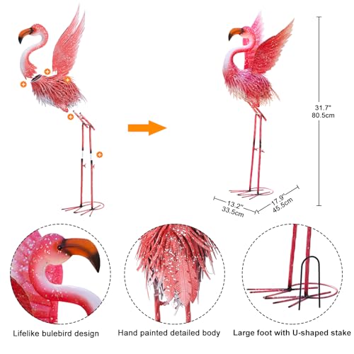 Nacome Flamingo Statues for Garden Yard Decor: Metal Pink Flamingo Sculptures & Statues Clearance Lawn Ornaments Art for Home/Patio/Balcony/Front – Unique Gifts for Grandma/Mom/Mother