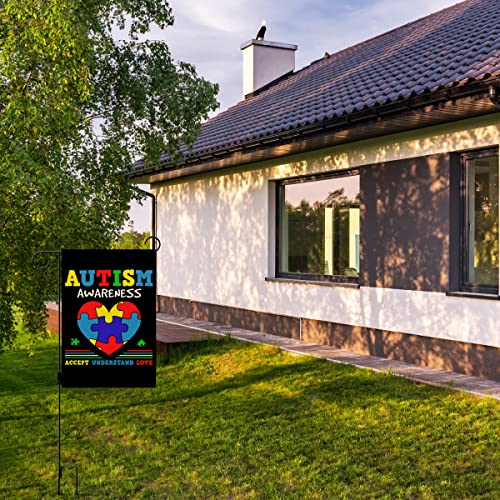 Autism Awareness Garden Flag Accept Understand Love April Asperger Decor Puzzle Piece Heart Front Yard Porch Outdoor Decoration Sign