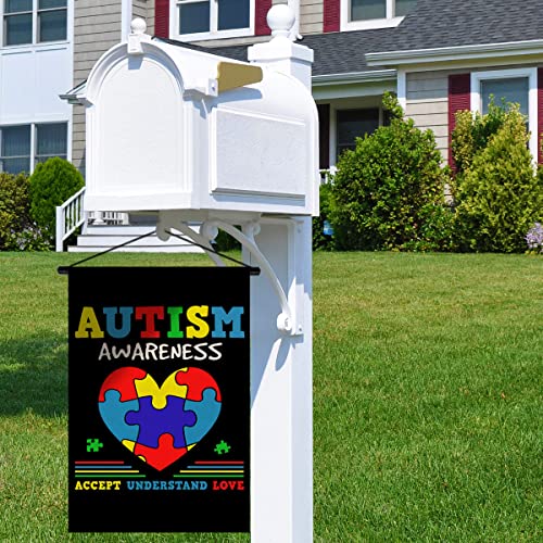 Autism Awareness Garden Flag Accept Understand Love April Asperger Decor Puzzle Piece Heart Front Yard Porch Outdoor Decoration Sign