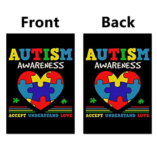 Autism Awareness Garden Flag Accept Understand Love April Asperger Decor Puzzle Piece Heart Front Yard Porch Outdoor Decoration Sign