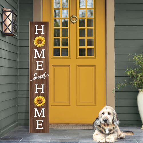 Home Sweet Home Porch Sign - Decorative Home Décor Hanging Wooden Welcome Sign for sunflower Standing Hanging Home Front Door Wall Yard Party Indoor Outdoor Decoration,-47.2"H