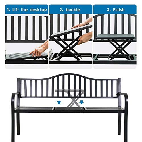 Metal Garden Bench Park Bench Bench Chair Outdoor Benches Clearance Patio Bench Yard Bench Porch Work Entryway Steel Frame Furniture