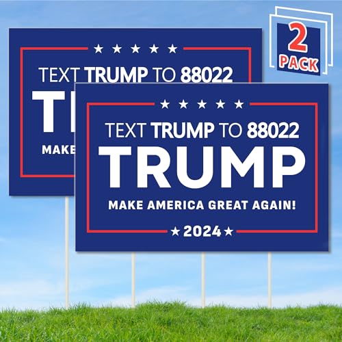 TISTON Trump 2024 Yard Sign, 2 Pack Trump Make America Great Again Yard Signs with Stakes, Rally Placard Voted for Trump Lawn Signs Triggering Signs Decoration Outdoor