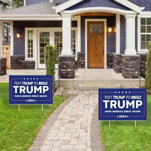 TISTON Trump 2024 Yard Sign, 2 Pack Trump Make America Great Again Yard Signs with Stakes, Rally Placard Voted for Trump Lawn Signs Triggering Signs Decoration Outdoor