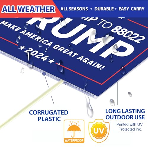 TISTON Trump 2024 Yard Sign, 2 Pack Trump Make America Great Again Yard Signs with Stakes, Rally Placard Voted for Trump Lawn Signs Triggering Signs Decoration Outdoor