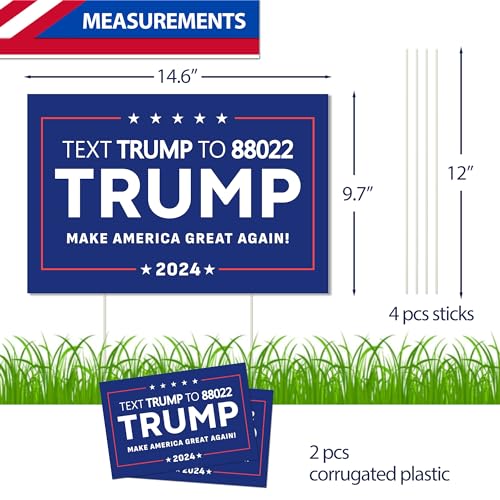 TISTON Trump 2024 Yard Sign, 2 Pack Trump Make America Great Again Yard Signs with Stakes, Rally Placard Voted for Trump Lawn Signs Triggering Signs Decoration Outdoor