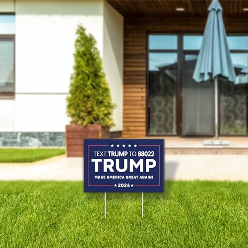 TISTON Trump 2024 Yard Sign, 2 Pack Trump Make America Great Again Yard Signs with Stakes, Rally Placard Voted for Trump Lawn Signs Triggering Signs Decoration Outdoor