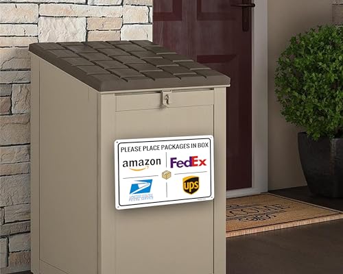 Package Delivery Sign for Outside, Home Box - Metal Aluminum Rust Free - 7" x 10" Heavy Duty Front Door Office Business Yard, Pre-Drilled Holes, Weather Resistant.