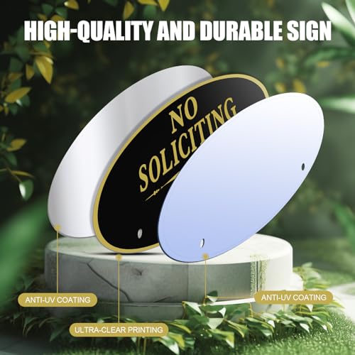 Lioeerbo No Soliciting Yard Sign with Stakes - 12" x 5" x 20" - UV Coated Aluminum - Weatherproof and Fade Resistant - Welcome Family, Friends, Neighbors and Delivery Persons