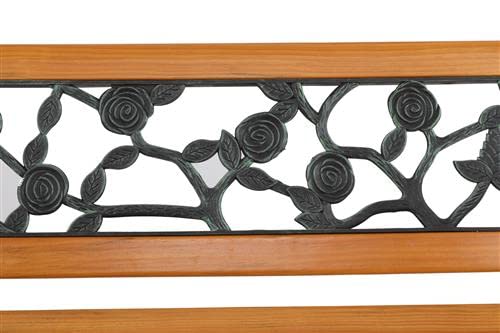 Outvita 49.5in Garden Bench, Deck Hardwood Seat and Metal Armrest Park Bench for Patio Front Porch Path Yard Lawn Poolside (Rose)