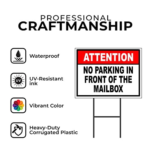Single Sided Sign ATTENTION NO PARKING IN FRONT OF THE MAILBOX Yard Sign ROAD SIGN with Stand
