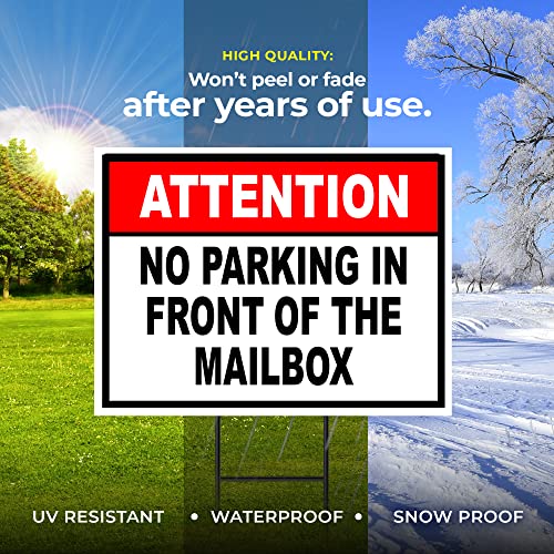 Single Sided Sign ATTENTION NO PARKING IN FRONT OF THE MAILBOX Yard Sign ROAD SIGN with Stand