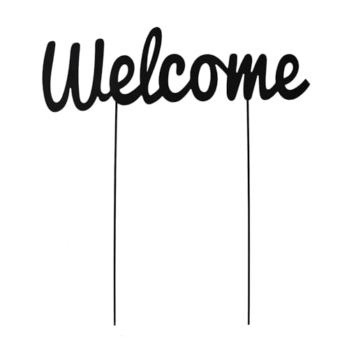Metal Letter Welcome Yard Sign with Stake Outdoor Decorations Garden Lawn Front Porch Outside Letter Yard Sign Garden Stake Decor (Welcome)