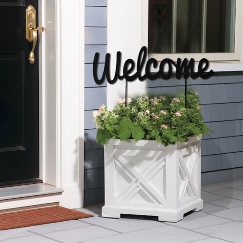 Metal Letter Welcome Yard Sign with Stake Outdoor Decorations Garden Lawn Front Porch Outside Letter Yard Sign Garden Stake Decor (Welcome)