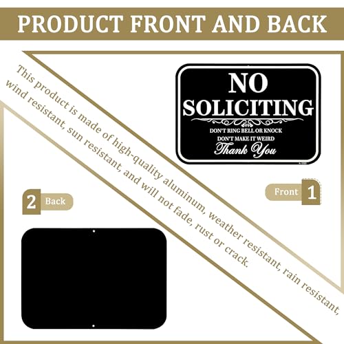 Large No Soliciting Sign With Stake, 14x10 Inch/37 Inch Long Adjustable Height,Metal Aluminum Signs Outdoor No Soliciting Yard Signs for House/Front Door and Business