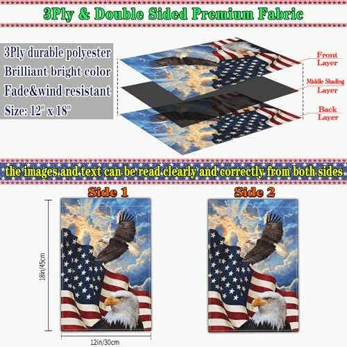 Kmxzint Memorial Day Patriotic Garden Flag 4th of July Garden Flag Independence Day American Eagle Garden Flags for Outside 12x18 Double Sided House Yard Holiday Outdoor Decorations Garden Flag