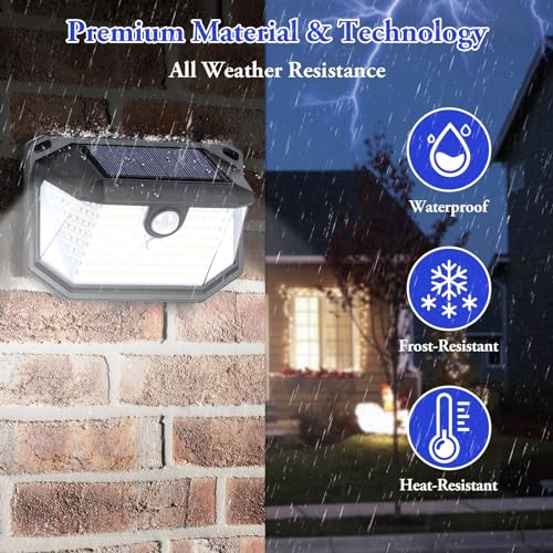 6-Pack Solar Wall Lights Outdoor with 3 Modes & Reflector, Waterproof Bright 178 LEDs Motion Sensor Security Lights, Solar Powered Flood Lights for Patio Garden Yard Porch Garage Front Door
