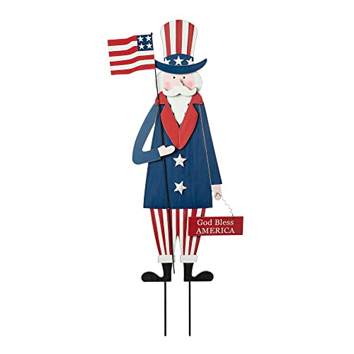 glitzhome 36" H Wooden Uncle Sam Patriotic Garden Yard Stake, 4th of July Wall Decor/Porch Decor for Home Yard Front Door National Day Decoration