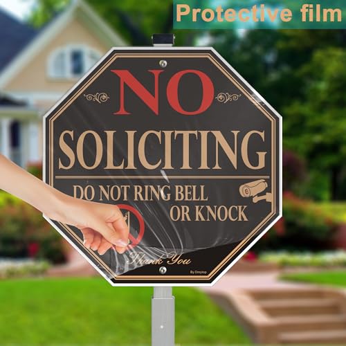 2 Pack No Soliciting Yard Sign for House with 28" Aluminum Alloy Stake -10" x 10" - "Do Not Ring Bell or Knock" Warning Metal Sign for Home Front Door, UV Protected Rust & Fade Resistant