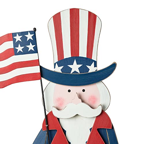 glitzhome 36" H Wooden Uncle Sam Patriotic Garden Yard Stake, 4th of July Wall Decor/Porch Decor for Home Yard Front Door National Day Decoration