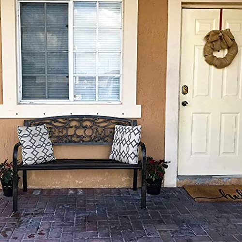FDW 50" Patio Garden Bench Park Yard Outdoor Furniture Steel Frame Porch Chair