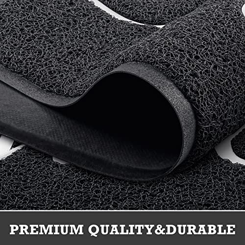 CozyBounty Black Door Mat Welcome Mats Outdoor Indoor Non-Slip Doormat for Entryway Low-Profile Floor Mat for Yard, Garage, High Traffic Areas (36"x24", Black)