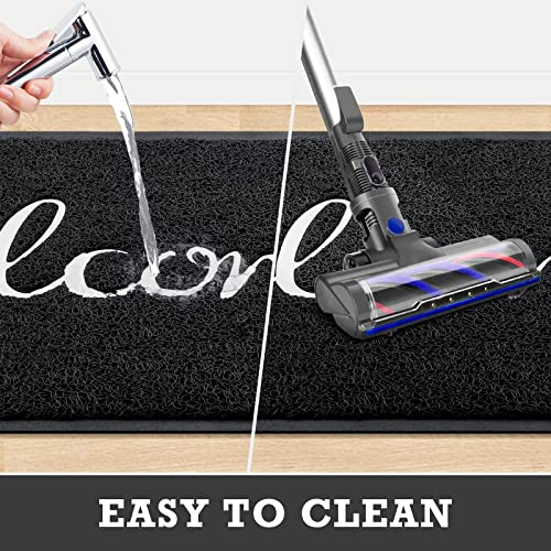 CozyBounty Black Door Mat Welcome Mats Outdoor Indoor Non-Slip Doormat for Entryway Low-Profile Floor Mat for Yard, Garage, High Traffic Areas (36"x24", Black)