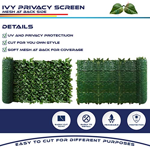 Windscreen4less 03'x14' Faux Leaf Privacy Fence Screen Artificial Laurel Leaves Fence Cover Wall Decoration for Patio Porch Deck Balcony Yard Indoor Outdoor