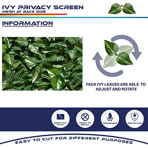 Windscreen4less 03'x14' Faux Leaf Privacy Fence Screen Artificial Laurel Leaves Fence Cover Wall Decoration for Patio Porch Deck Balcony Yard Indoor Outdoor