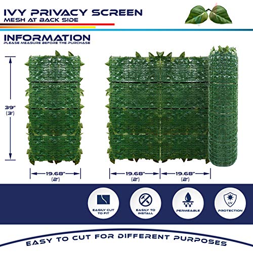 Windscreen4less 03'x14' Faux Leaf Privacy Fence Screen Artificial Laurel Leaves Fence Cover Wall Decoration for Patio Porch Deck Balcony Yard Indoor Outdoor
