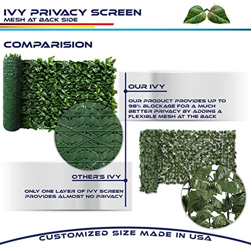 Windscreen4less 03'x14' Faux Leaf Privacy Fence Screen Artificial Laurel Leaves Fence Cover Wall Decoration for Patio Porch Deck Balcony Yard Indoor Outdoor