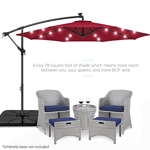 10ft Solar LED Offset Patio Umbrella for Backyard Beauty