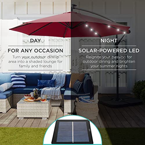 10ft Solar LED Offset Patio Umbrella for Backyard Beauty