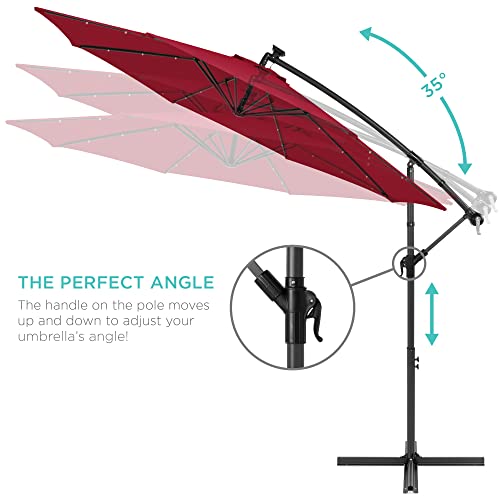 10ft Solar LED Offset Patio Umbrella for Backyard Beauty