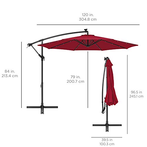 10ft Solar LED Offset Patio Umbrella for Backyard Beauty